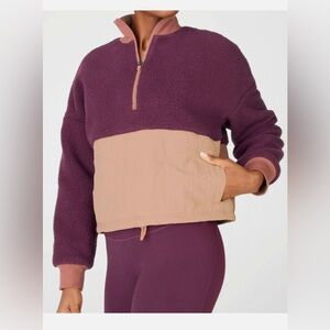 Fabletics Mallory fleece pullover NWT maroon dusty pink
